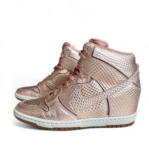 Nike Women's Sky Hi Dunks Sneakers Metallic Rose Gold